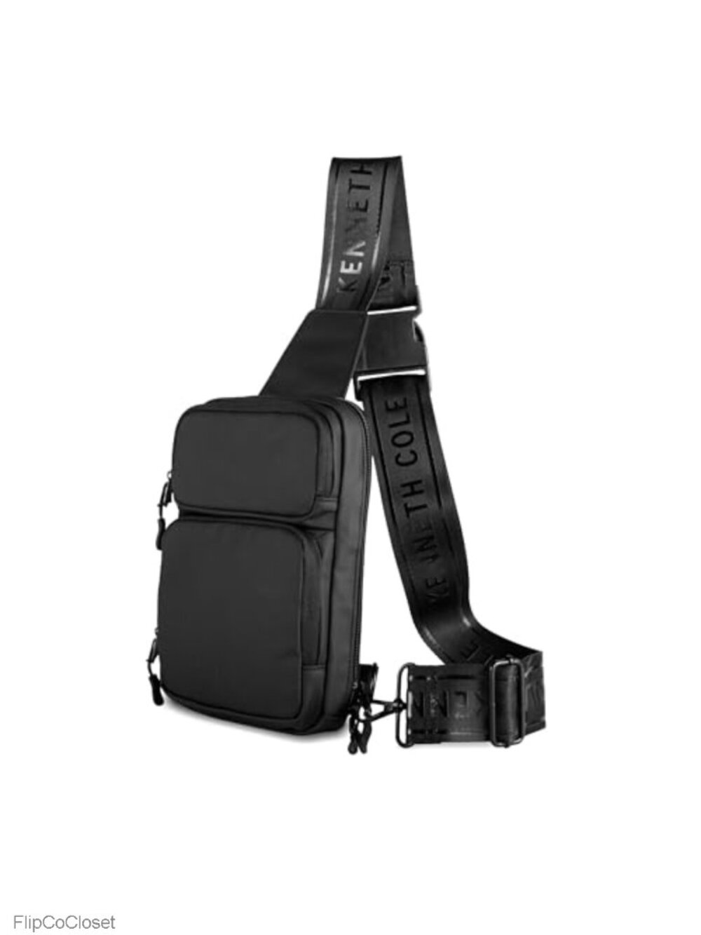Coated Polyester Tech Crossbody Sling Bag Lightweight 9 Pocket Water Bottle